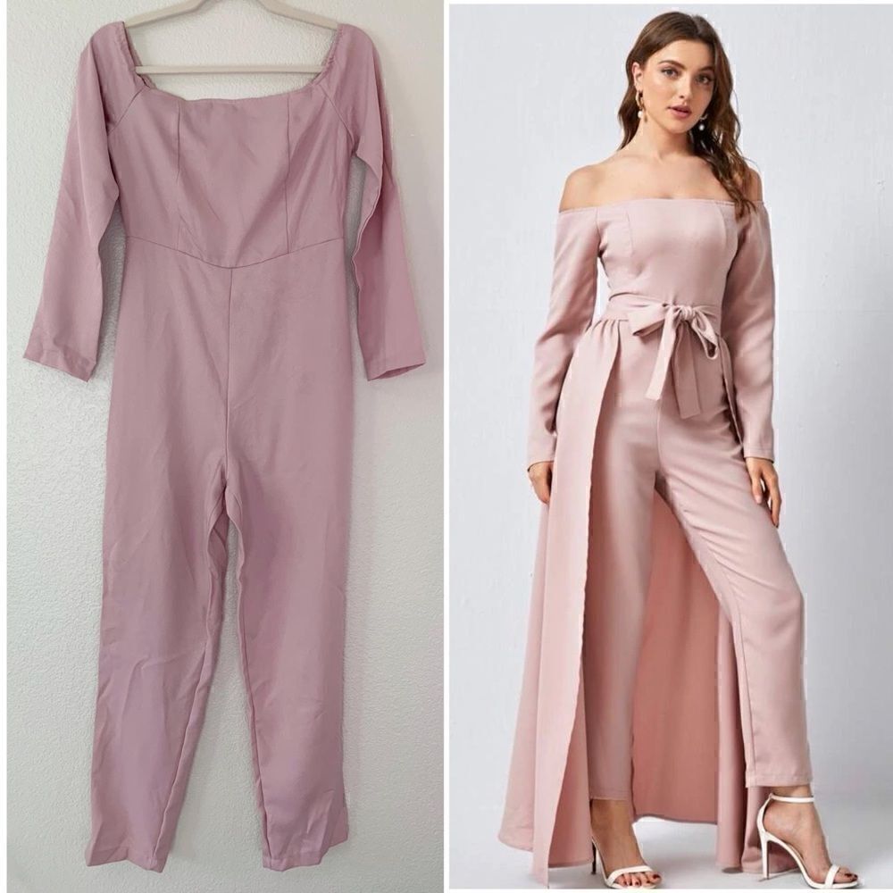 Shein Baby Pink Off Shoulder Jumpsuit, Sz Small
